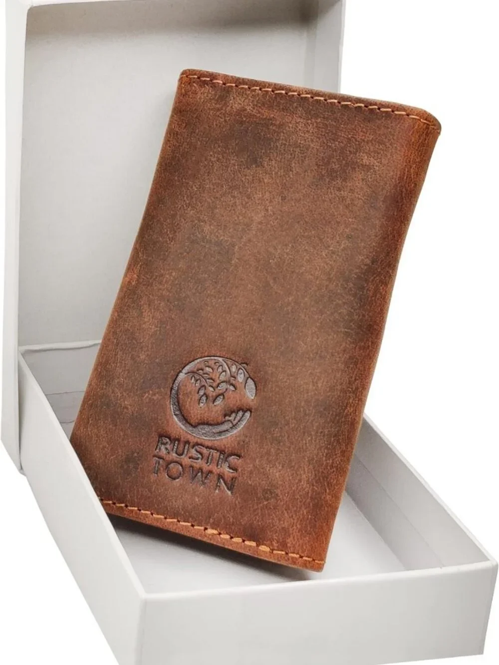 Leather Key Holder Organizer - Slim Wallet Pouch for 6 Keys & 3 Cards